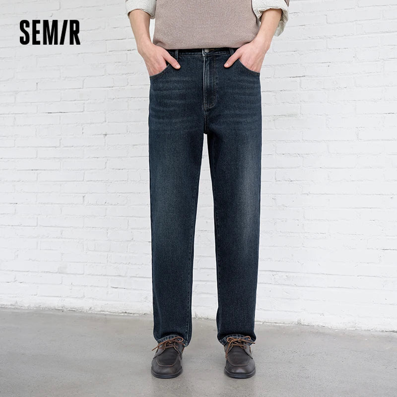 Semir Men Denim Jeans Soft Touch Brushed Fabric Regular Fit Straight Leg 2026 New Winter Daily Wear Urban Casual Style
