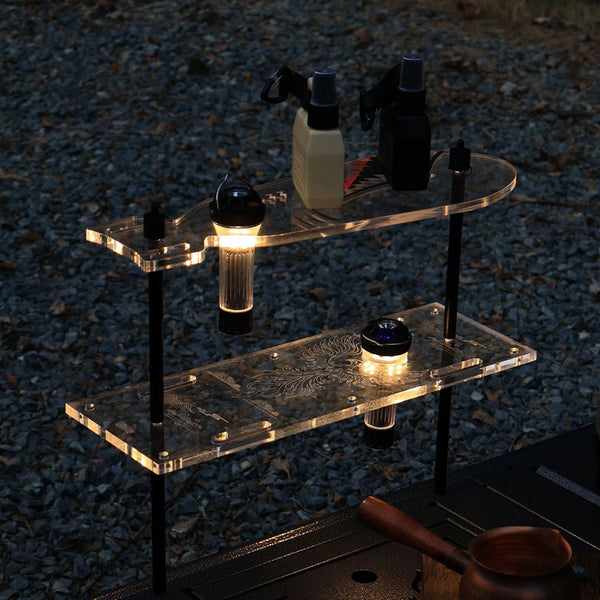IGT Table 0.5 Unit Acrylic Upper Shark Shelf Transparent Camping Storage Rack Lightweight Atmosphere Light Stand for GZ 38 Lamp