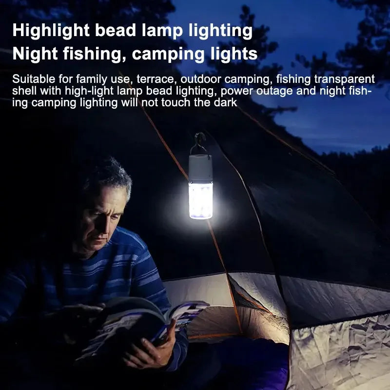 LED Camping Tent Lantern Portable Outdoor Waterproof Emergency Light Bulb with Clip Hook Super Bright for Hiking Power Failure