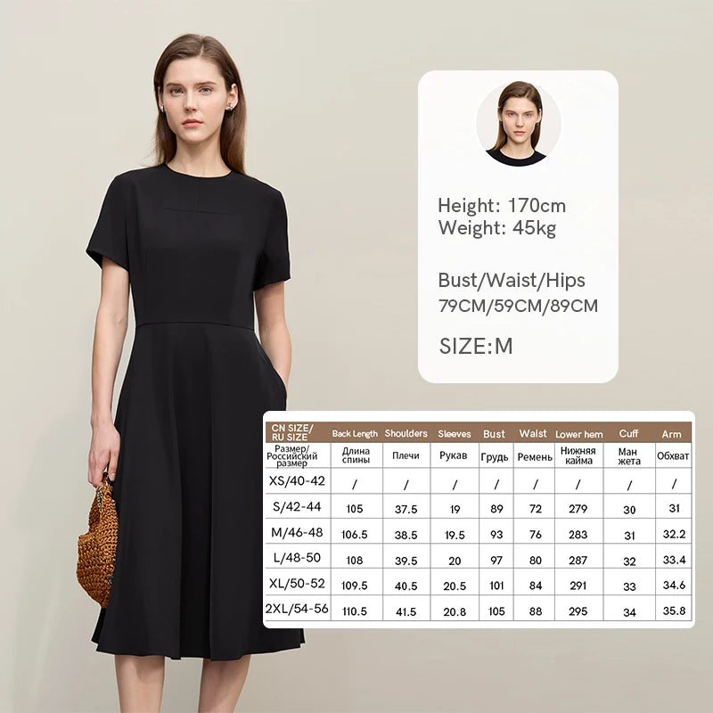 រ៉ូប Amii Womens រដូវស្លឹកឈើជ្រុះឆ្នាំ ២០២៦ រ៉ូបសម្រាប់ធ្វើដំណើរ រ៉ូបក O រាងហោប៉ៅ ចង្កេះស្ដើង សម្លៀកបំពាក់នារី រ៉ូបដៃខ្លីរាងអក្សរ A 12621061