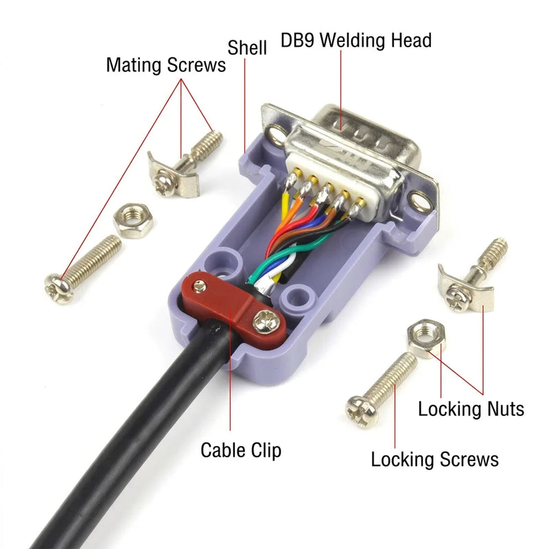 DIVEDEER DB9 Male & Female Connectors 9-Pin RS232/485 Serial Port Adapter COM Port Plug for PLC