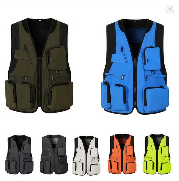 Men's Trendy Multi-Pocket Vest Functional Photographer Vest Work Clothes Korean-Style Trendy Workwear Custom Logo Printing