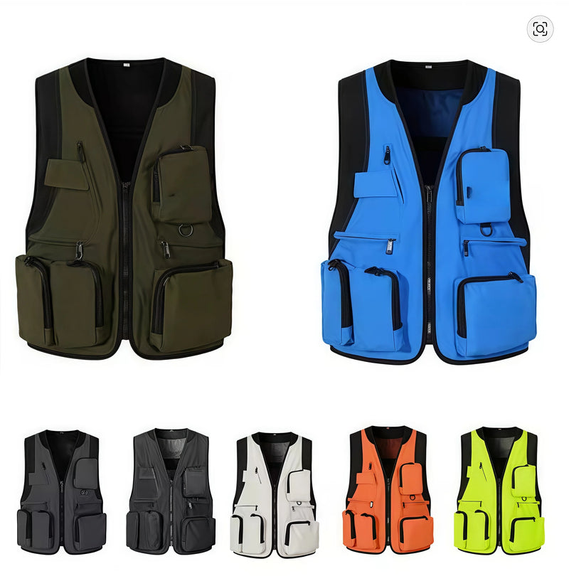 Men's Trendy Multi-Pocket Vest Functional Photographer Vest Work Clothes Korean-Style Trendy Workwear Custom Logo Printing