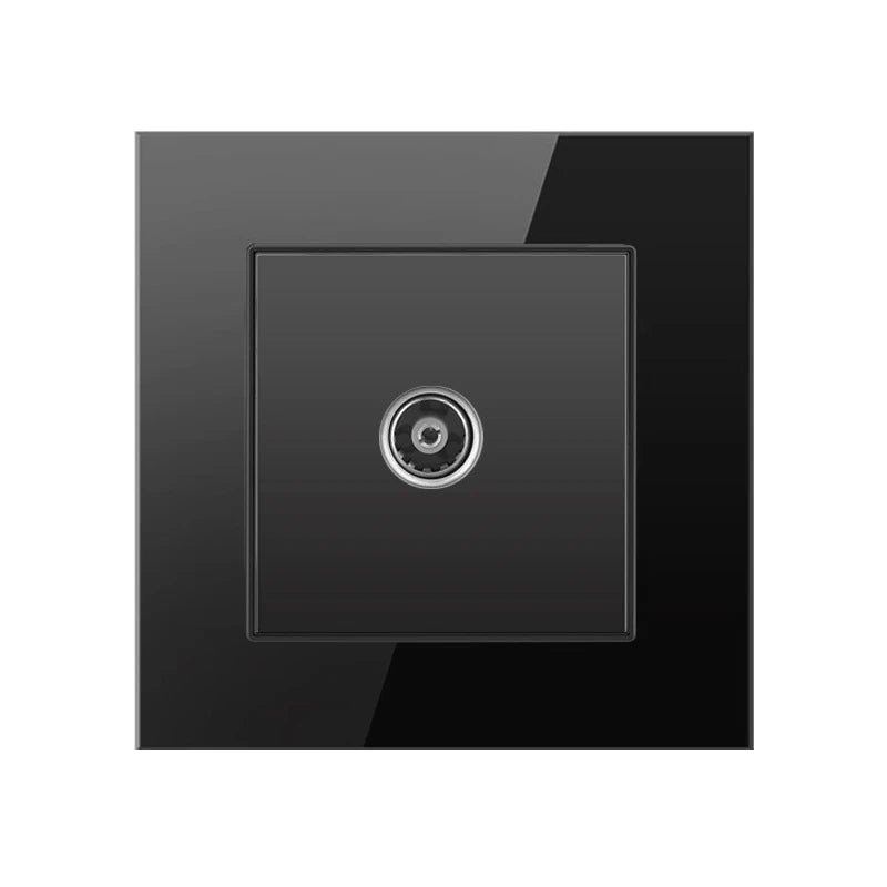 Cat6 Rj45 Wall Socket Network Socket With TV Wall Data Double Socket Telephone Tempered Glass Panel Computer Wall Net Outlet