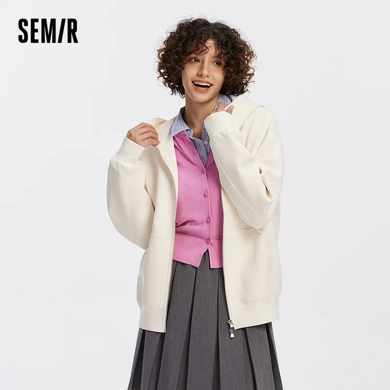 Semir Women Jacket Solid Hooded Loose Soft Casual Style Everyday Lightweight Autumn Outerwear Clean Easy Layer 2026