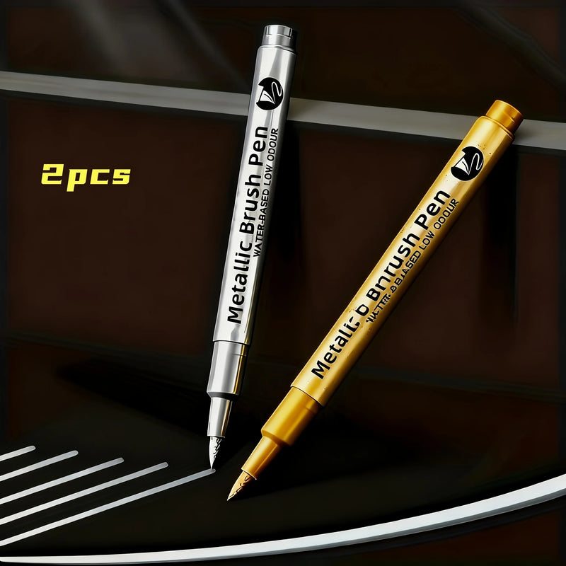1/2Pcs Golden and Silvery Permanent Markers, for Painting, Stone Craft Gel Pen Art Products, Suitable for Glass,Ceramic.