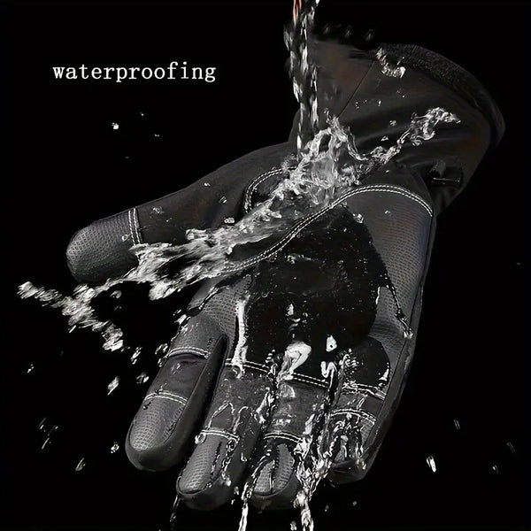 WRELS  Autumn Winter Warm Cycling Gloves Windproof Skiing Fish Touch Screen 2 Finger Flip Waterproof Thermal Anti-slip Gloves