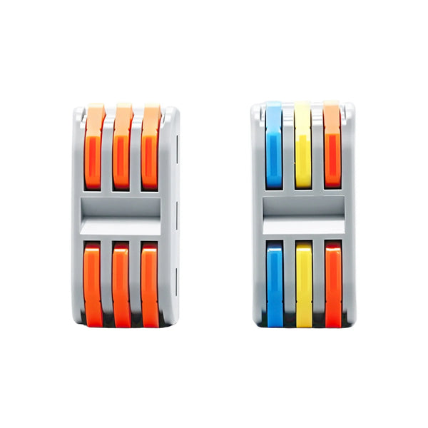 TOMZN 16PCS Lever Wire Connectors 3 In 3 Out Quick Splicing Terminal Blocks 32A 250V for 28-12AWG Solid Stranded Flexible Wires