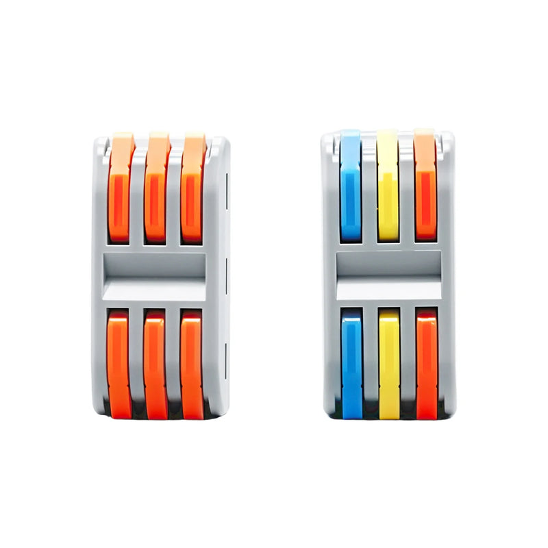 TOMZN 16PCS Lever Wire Connectors 3 In 3 Out Quick Splicing Terminal Blocks 32A 250V for 28-12AWG Solid Stranded Flexible Wires