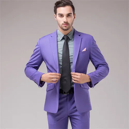 Men's Dark Green Suit Two-Piece, Asian Sizes Slim Dress Jacket and Pants,Wedding / Party Blazer Coat+Trousers Red Blue Black