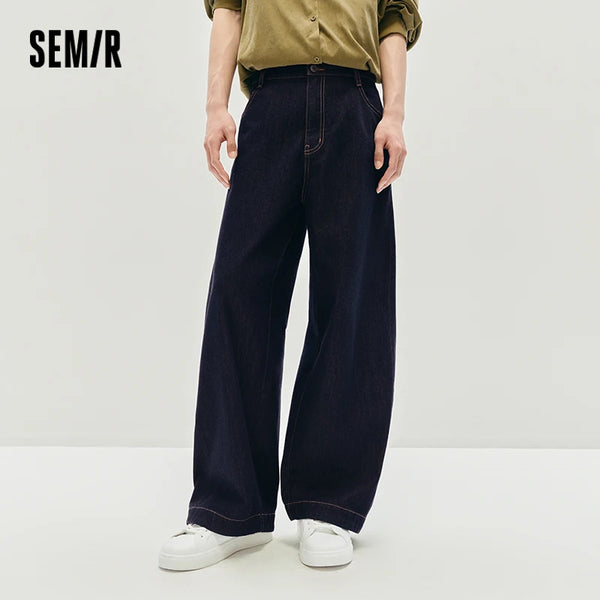 ខោខូវប៊យបុរស Semir រលុង ជើងធំកោង មានគែមក្រវ៉ាត់កពណ៌ខ្មៅ រចនាប័ទ្មធម្មតា ខោខូវប៊យរដូវស្លឹកឈើជ្រុះ សម្រាប់ស្លៀកប្រចាំថ្ងៃក្នុងទីក្រុង ឆ្នាំ២០២៦