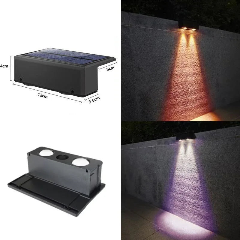 Wireless LED Solar Wall Lamp IP65 Waterproof Solar Step Light Garden Fence Stairs Deco Square Outdoor Atmosphere Lighting