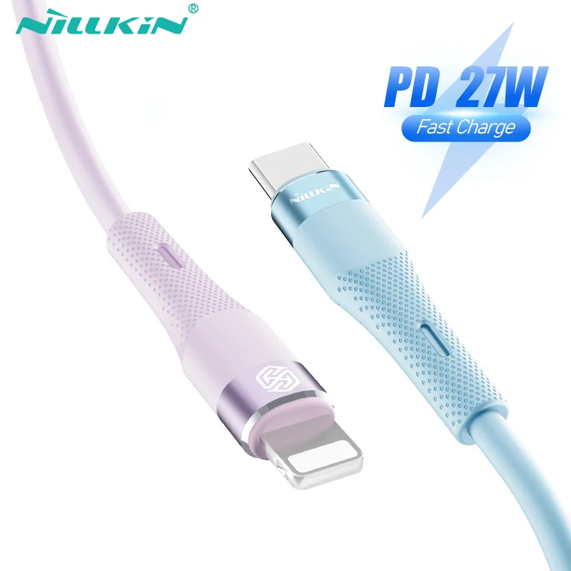 NILLKIN PD 27W Type C To Lightning Cable Fast Charge Efficient transmission liquid Silicone Cable For iPhone 14 13 12 Pro Max