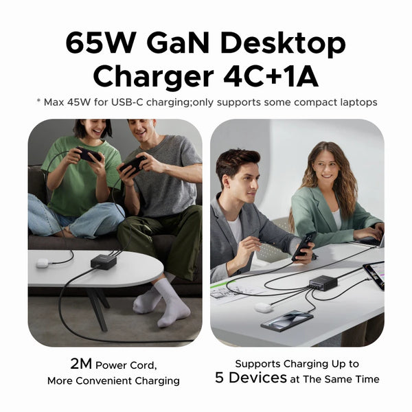【ឌុយប្រេស៊ីល】ឆ្នាំងសាក UGREEN 65W GaN PPS QC4.0 PD3.0 សម្រាប់ iPhone18 17 16 Pro Samsung Tablet Macbook Air iPad ឆ្នាំងសាក 5 ក្នុង 1