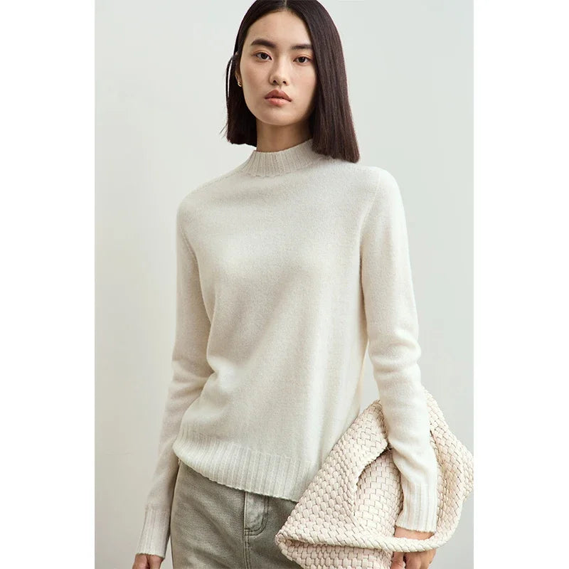 Amii Women's Sweater 2026 Winter New Pullovers Long Sleeve Top Female Solid Loose Mock Neck Versatile Sweater for Woman 12423118