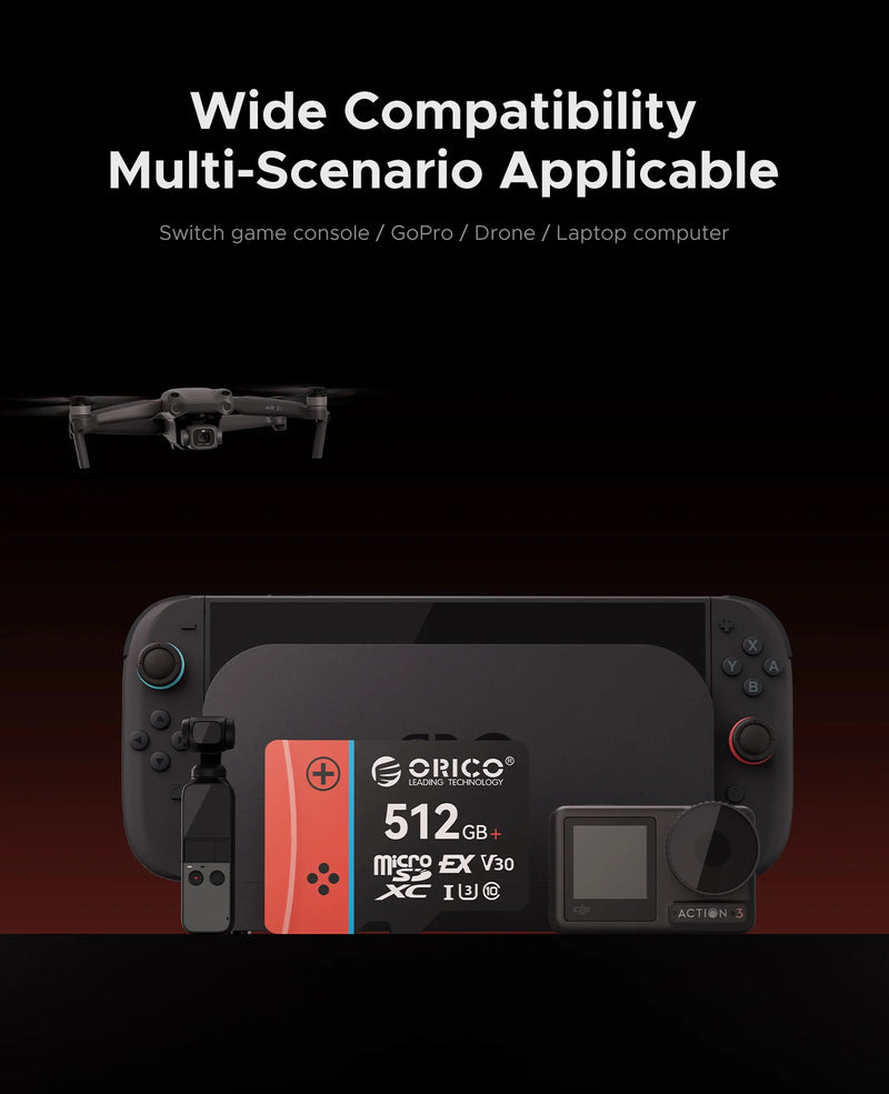 ORICO MicroSD Express Card UHS-I, C10, U3, V30, Full HD, 4K, Up to 890 Memory Card for Nintendo-Switch 2 Steam Deck Gaming