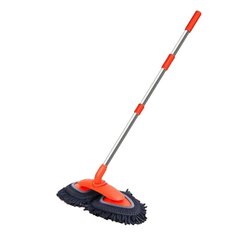 SEAMETAL Upgrade Car Washer Mop Brush 360 Rotatable Double Brush Head 3 Section Telescopic Design for Car Roof Window Cleaning
