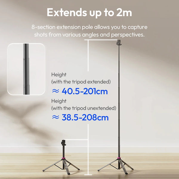 ជើងទ្រភ្លើង Ulanzi MT-89 2M អាចពង្រីកបានជាមួយបន្ទះបញ្ចេញរហ័សទំហំ 1/4 អ៊ីញ សម្រាប់កាមេរ៉ា DSLR ទូរស័ព្ទ វីដេអូ មីក្រូហ្វូន
