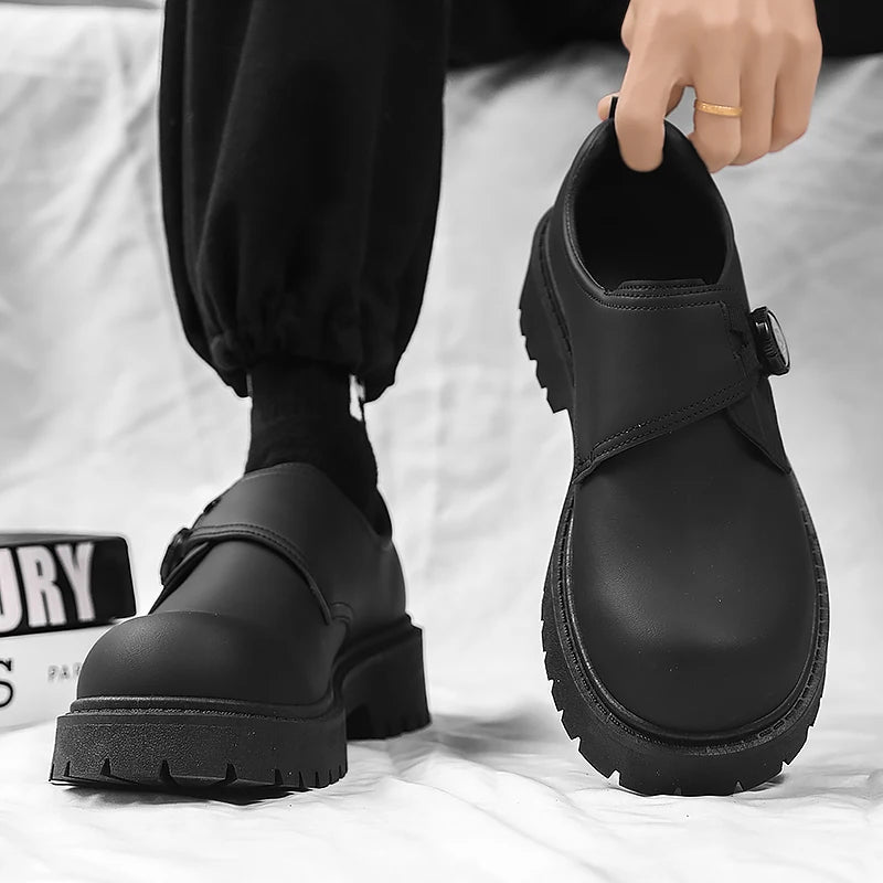 Men's Joker Leather Shoes Four Seasons Soft-sole Anti-slip casual Low-top Tooling Shoes Plus Size fashion Youth Party Tide Shoes