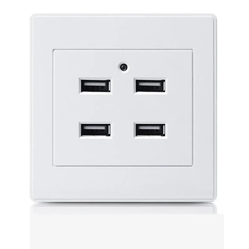DepoGuye Universal usb Wall Outlet, bedroom embedded 4 port USB socket wall, with LED light,,2.1A mobile phone charging socket