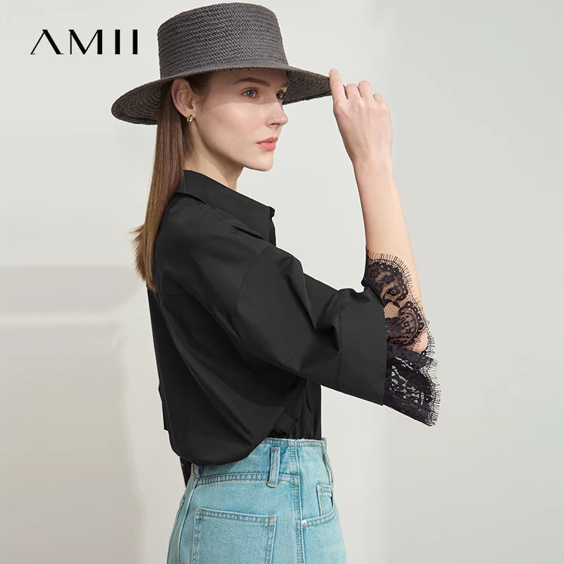 អាវកប្បាស Amii Minimalist សម្រាប់ស្ត្រីឆ្នាំ ២០២៥ រដូវក្តៅថ្មី ដៃអាវពាក់កណ្តាលស្មា រាងរឹង រំយោល 12542096
