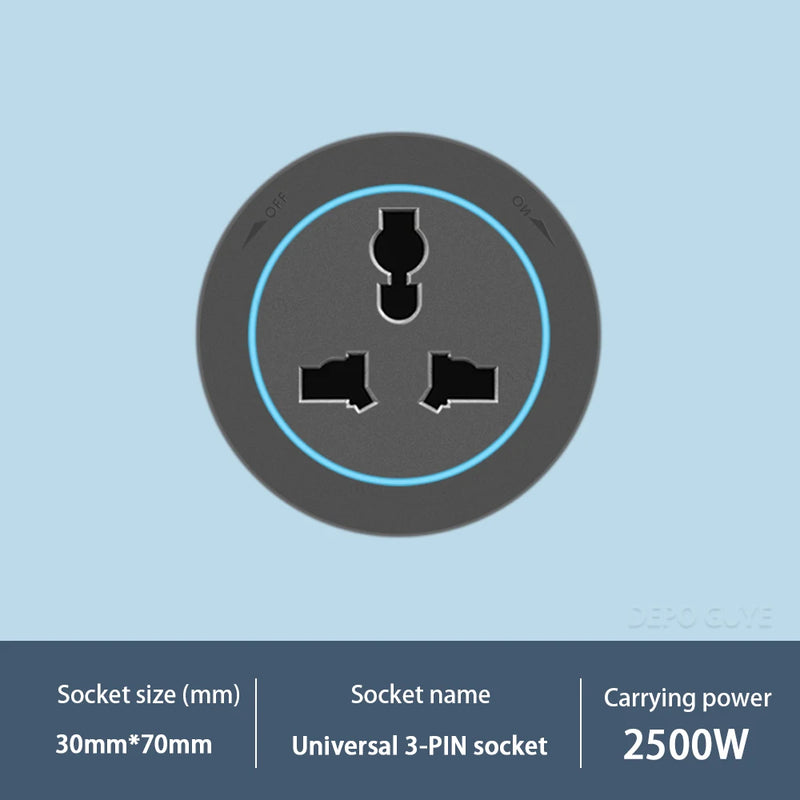 Power Track Socket EU/France/Italy/Israeli/UK/US Home Kitchen Romovable Adapterr Plug With USB Type-c Universal Outlet