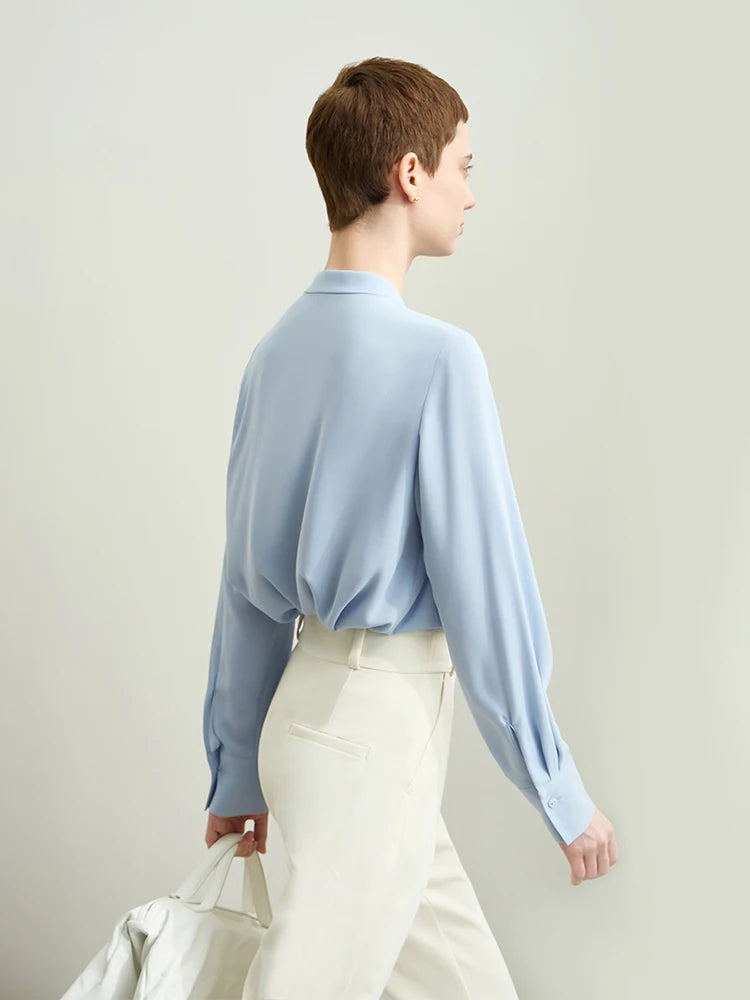 អាវ Amii Minimalism Chiffon សម្រាប់ស្ត្រីឆ្នាំ ២០២៥ រដូវស្លឹកឈើជ្រុះថ្មីកអាវឈរ Shell Buckle Basic អាវនិងអាវទ្រនាប់រលុងធម្មតា ១២៤២៣០៣៣