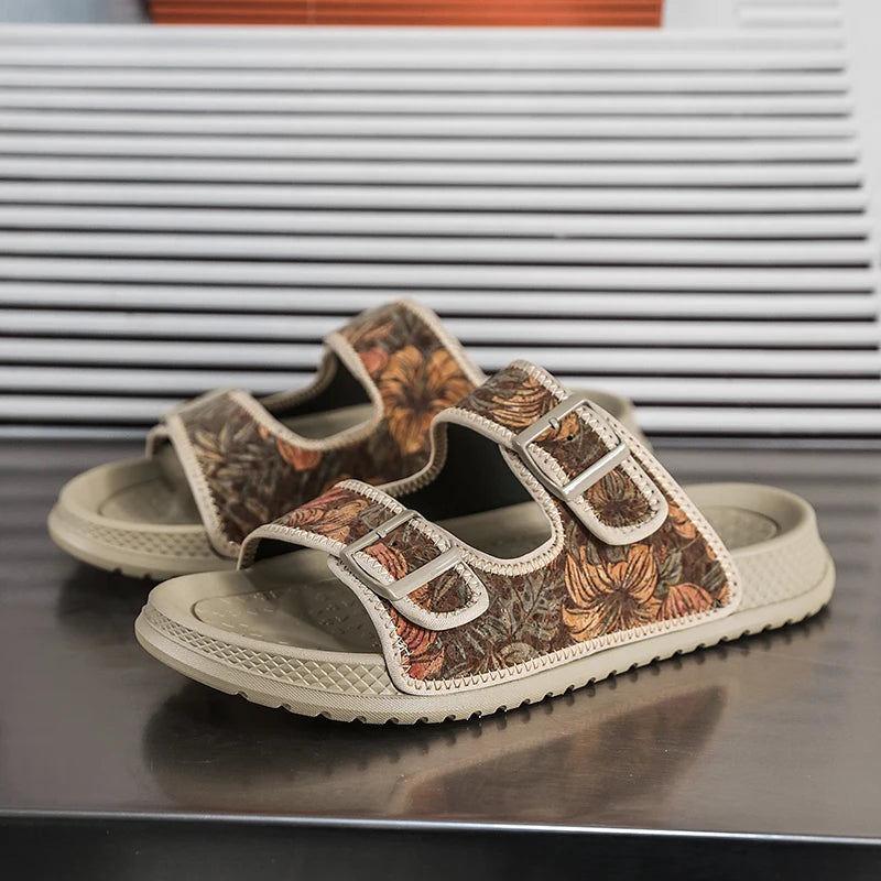 Men's Casual Slip-On Slippers New Summer Lightweight Beach Shoe Outdoor Sports Fashion Anti-Slip Soft Sole City Walking Slippers