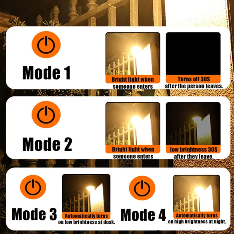 Solar Lights for Outside 4Modes Split Motion Sensor Outdoor Lights Outdoor Waterproof IP65 Solar Lights for Yard Patio Garden
