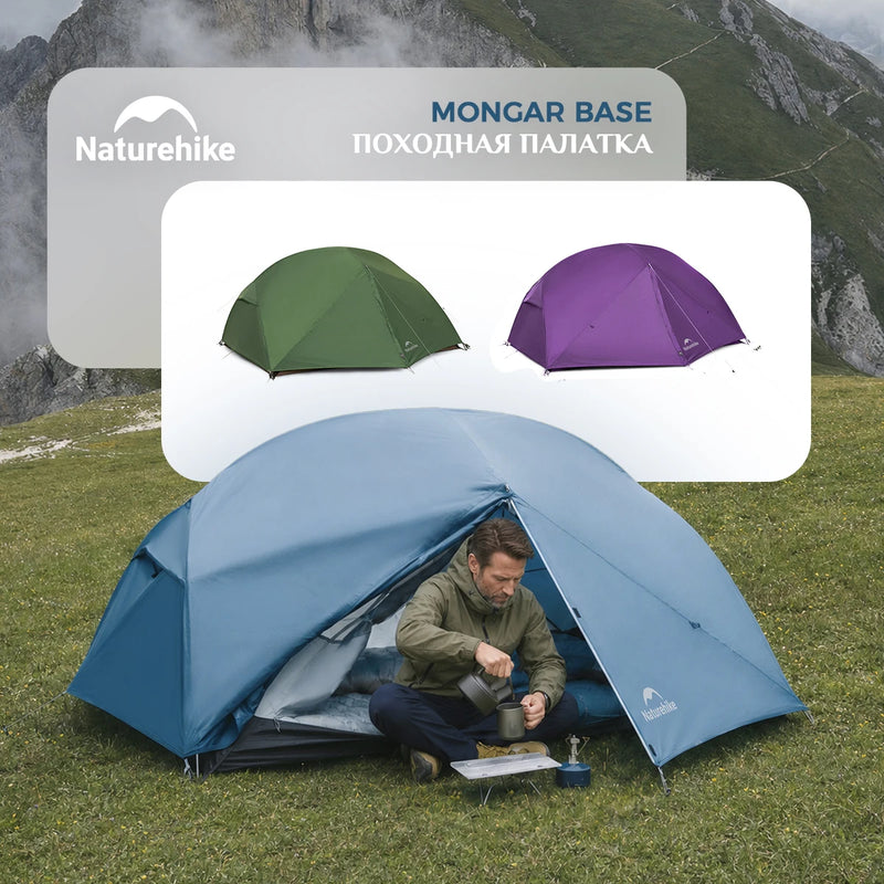 Naturehike New 2026 Mongar Base Outdoor Double Layer 210T 2/3Person Tent Ultra Light Hiking Waterproof Tent Outdoor Camping Tent