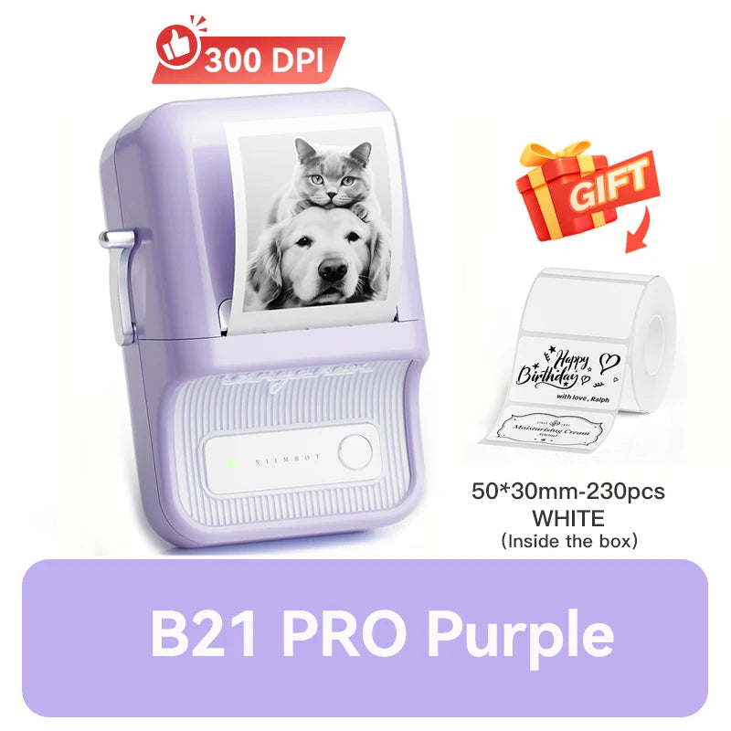 NiiMbot B21 B21 PRO Bluetooth Adhesive Label Printers Mini Thermal Printer Wireless Barcode Label Maker for Office Clothing
