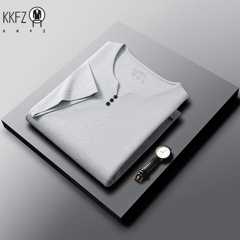 Men Henley Neck T Shirt With Classic Placket Short Sleeve Ideal For Everyday Office Work And Casual Wear Activities