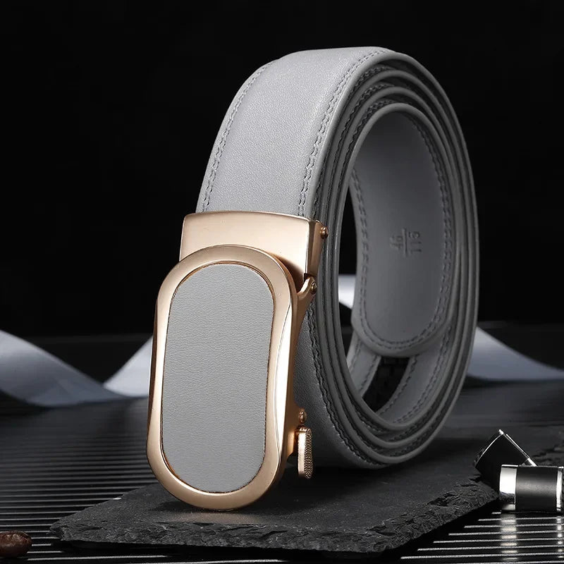 Gemstone Blue Belt for Men and Women Automatic Buckle Belts Fashion Casual Cinturon Female Waistband Green White Black Brown Red