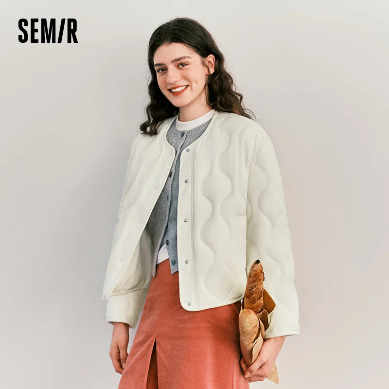 Semir Women Down Jacket Water Repellent Lightweight Build 90 Percent Down Fill Crew Neck Loose Fit 2026 Winter Clean Design