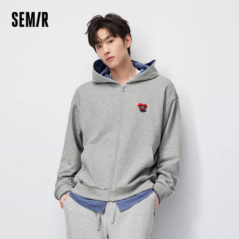 Semir Men Jacket Mock Layer Knit Panel Loose Fit 2026 Autumn Urban Casual Couple Style Lightweight Everyday Outerwear