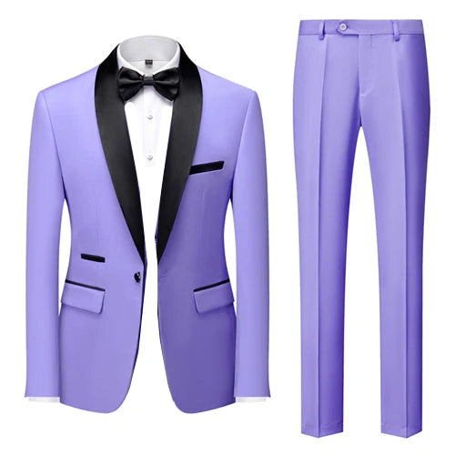 2025 New Men's Black Two-piece Set (Jacket+Pants) Business Wedding Terno Masculino White Fashion Slim Fit Costume Homme 5xl