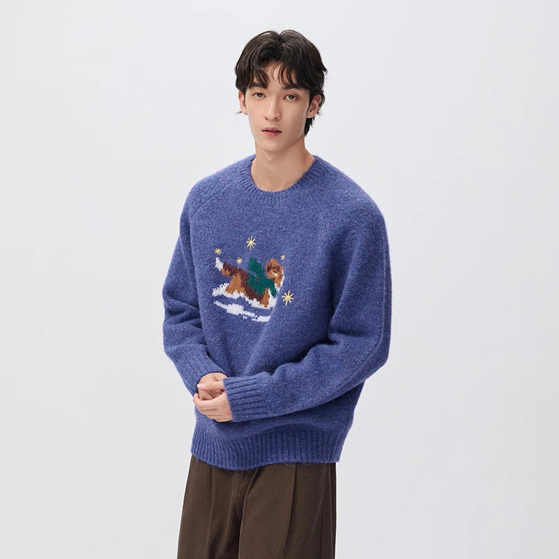 អាវយឺតប៉ាក់ Semir សម្រាប់បុរស រចនាបថសត្វចិញ្ចឹម ឆ្កែ រចនាបថ Jacquard ឆ្នាំ ២០២៦ សម្លៀកបំពាក់រដូវរងាថ្មី ស្លៀកប្រចាំថ្ងៃ ស្ទីលទីក្រុង ធម្មតា អាកាសធាតុត្រជាក់ ស្រទាប់