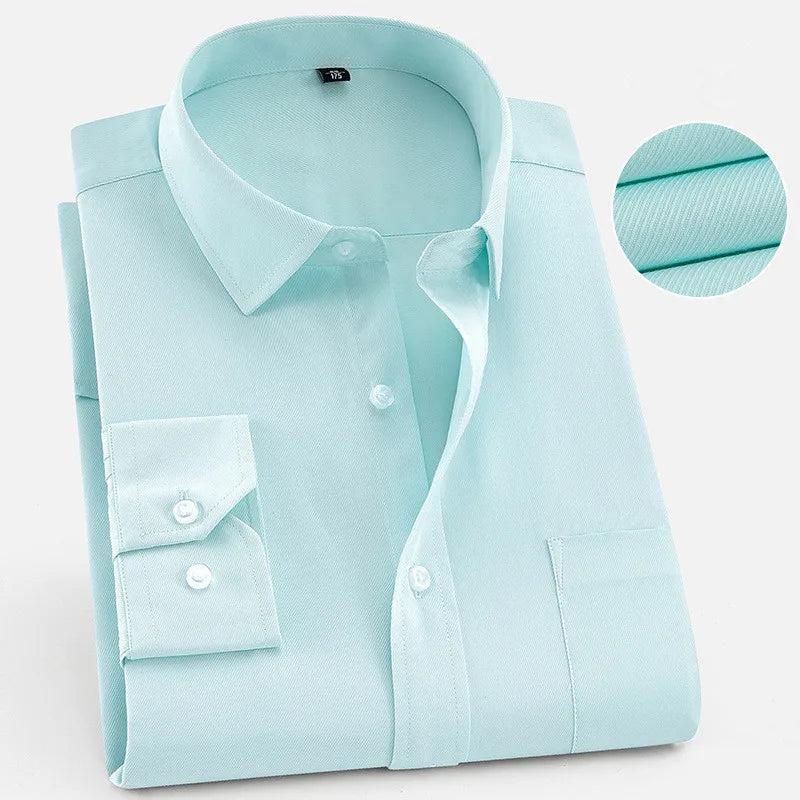 Pink Twill Long Sleeve Shirt, Men Single Breasted Lapel Shirts, Business Office Men Blue Purple White Camisa/Chemise M-9XL