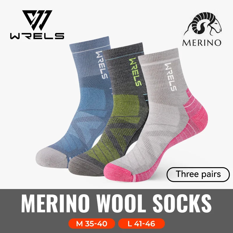 WRELS 1/2/3pairs Merino Wool Socks Thermal Warm Winter High Elastic Thick Hiking Socks Moisture Absorption Wool Sports Socks