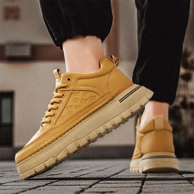 Men's thick-sole higt top casual boots Four seasons light non-slip comfort outdoor boots Fashion youth walking sports work boots