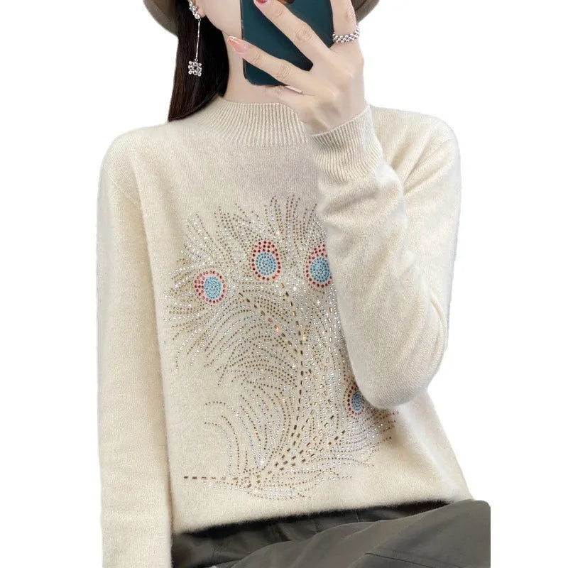 Cartoon Woolen Blouse For Women Jersey Warm Pullover Sweater Tops Spring Autumn Knit Female Clothing Casual Knitwear Jumper