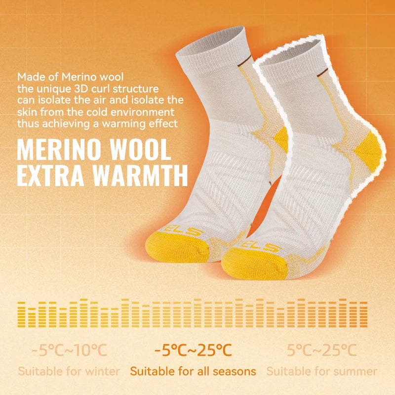 WRELS 1/2/3pairs Merino Wool Socks Warm Thermal Hiking Socks Breathable Cushion Hiking Running  Warm thermal Compression Socks