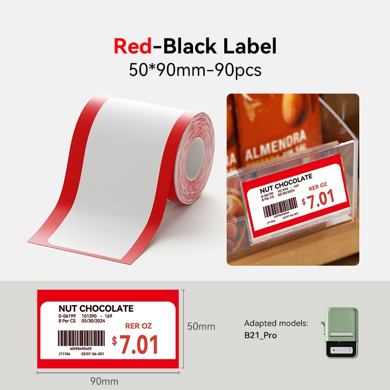 NiiMbot B21 Pro Thermal Printer Red Black Label Paper 300 DPI High-definition Printing Sticker for Warning Signs Supermarket