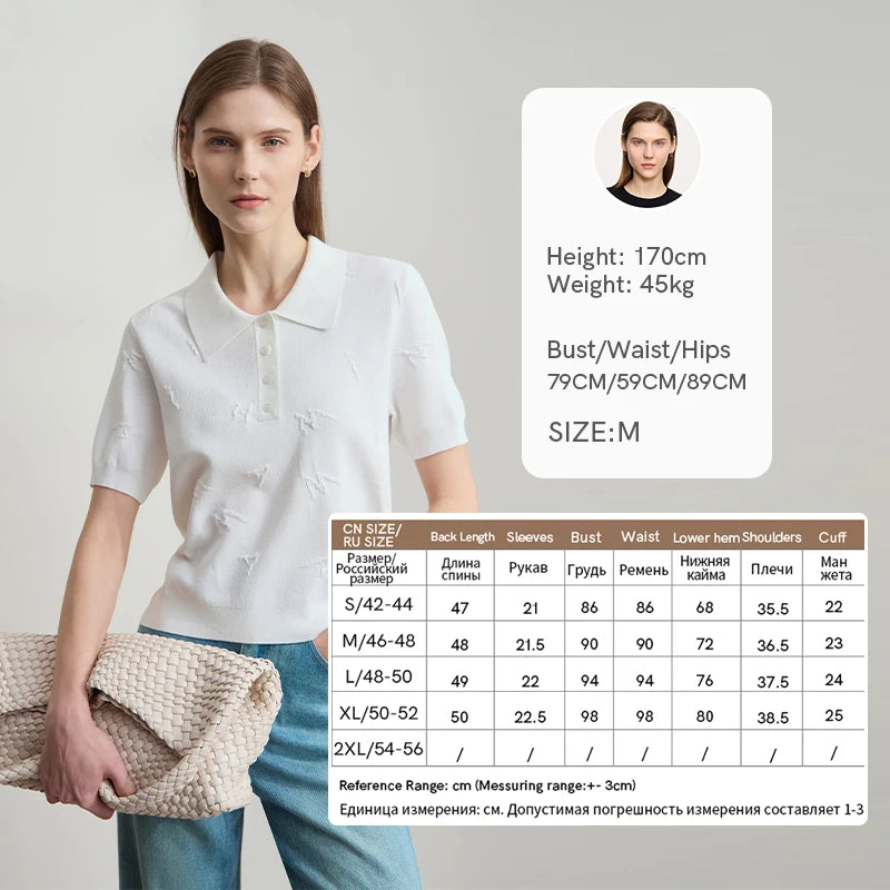 អាវយឺតដៃខ្លី Amii Minimalist សម្រាប់នារី រដូវស្លឹកឈើជ្រុះ ឆ្នាំ២០២៦ ថ្មី POLO ក អក្សរ Jacquard អាវច្រើនមុខងារ 12542136
