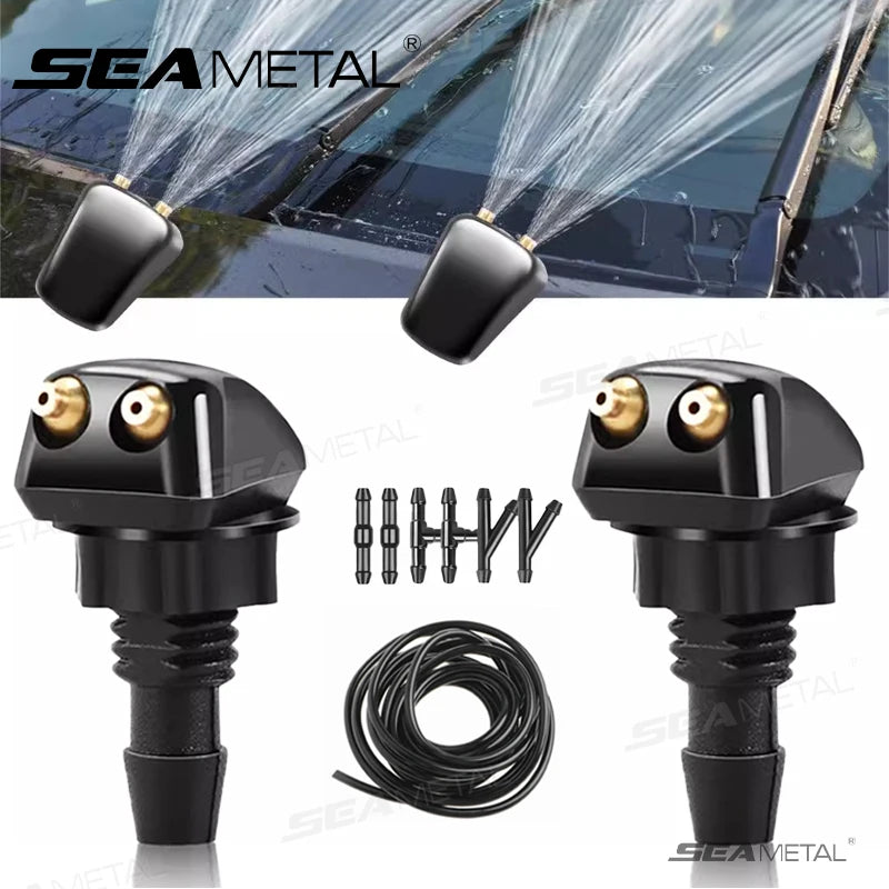 SEAMETAL 9pcs Universal Car Windshield Washer Hose Wiper Blade Pipe Jet Spray Nozzle Water Fluid Tube Connector Replacement Kit