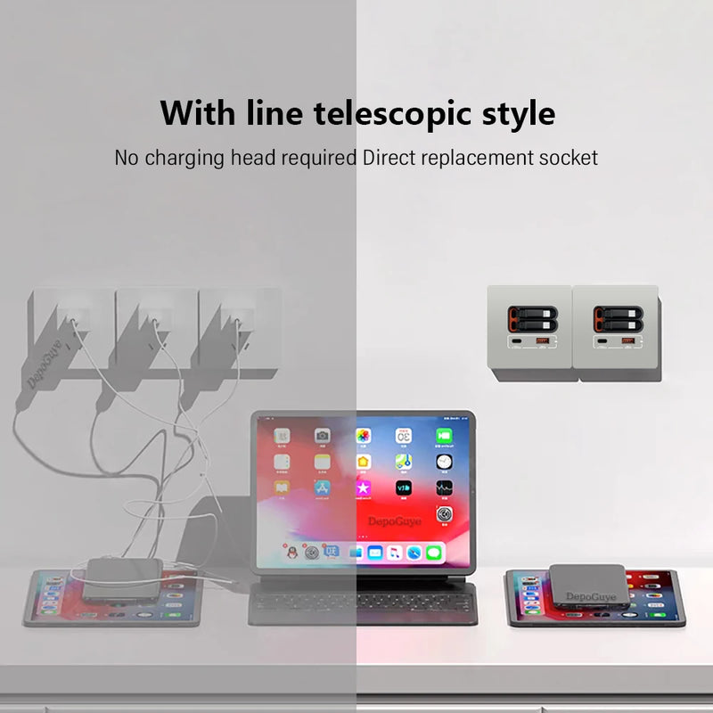EU Universal  20W USB C Smart Socket Panel With Dual Type-c Fast Charge Ports  Outlet,Mobile phone charging Type-c Socket