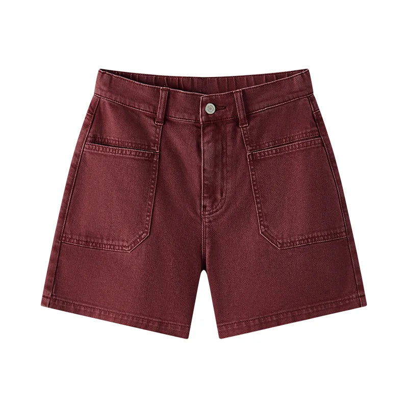Semir Womens Denim Shorts 2026 Vintage Washed Semi Elastic Waist Straight Casual Soft