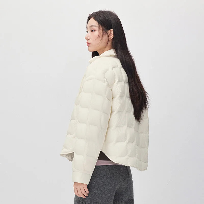 អាវក្រៅ Semir សម្រាប់នារី កអាវបត់ចុះក្រោម ការពារទឹក ទម្ងន់ស្រាល ៩០ ភាគរយ អាវក្រៅរលុង ស្លៀកប្រចាំថ្ងៃរដូវរងាថ្មី ឆ្នាំ២០២៦