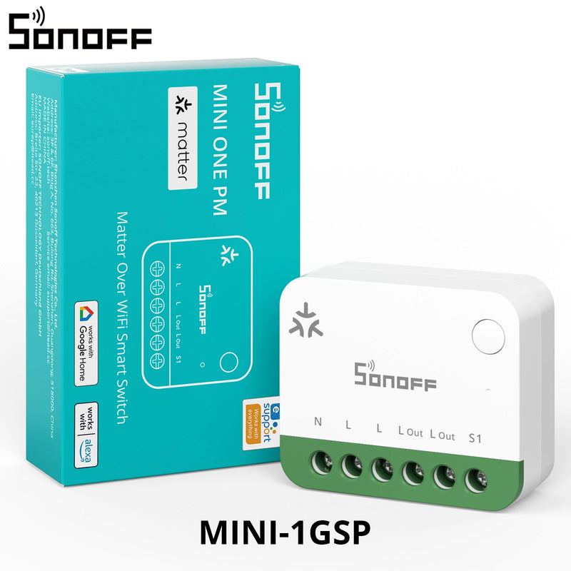 SONOFF MINI-1GSP MINI ONE PM Matter Over WiFi Smart Switch 16A Max Local Web Console Open API Interfaces Works with Apple Home