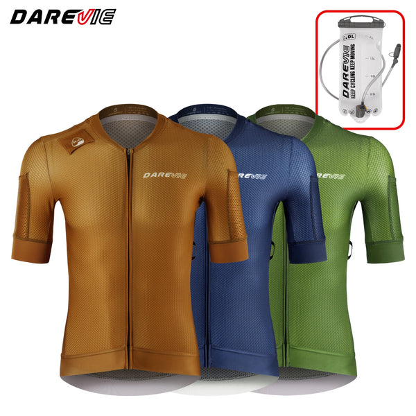 អាវយឺតជិះកង់ DAREVIE ធ្វើពីក្រួស មានហោប៉ៅ ៨ សម្រាប់ជិះយូរ កម្រិតខ្ពស់ សម្រាប់បុរស ស្លៀកពេលជិះកង់ ម៉ាក Maillot មិនរអិល ធន់នឹងសំណើម ងាយស្រួលពាក់